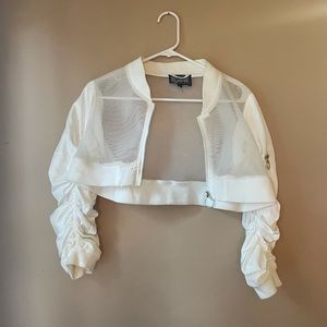 BSBW netted white cropped jacket